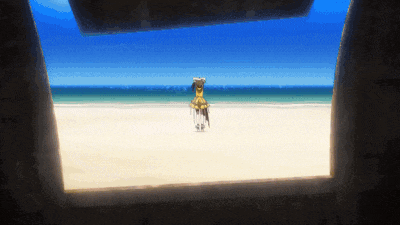 a woman in a yellow dress stands on a beach