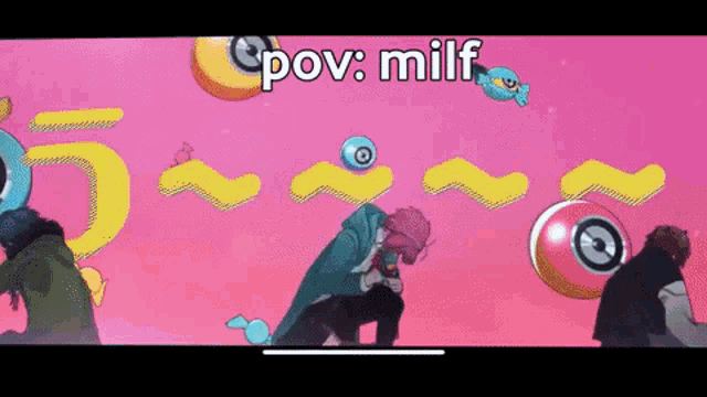 a screenshot of a video game with the words pov : milf written on the bottom
