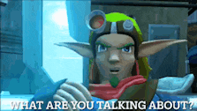 a video game character is talking about something