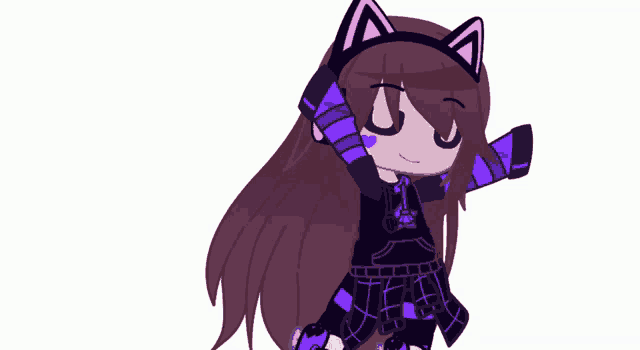 a drawing of a girl with cat ears and headphones on