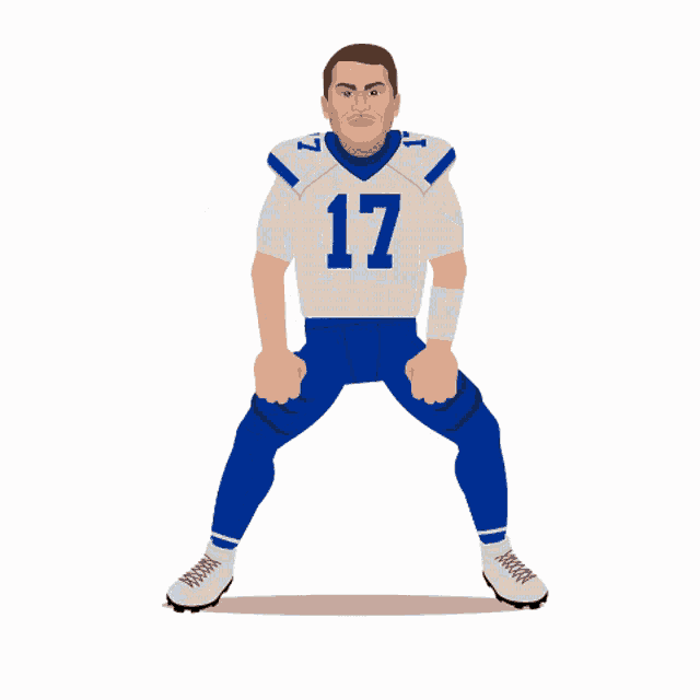 a football player with the number 17 on his jersey is celebrating