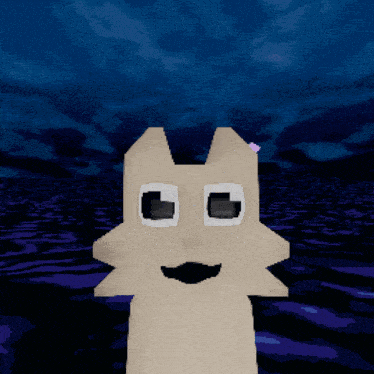 a pixel art of a cat with a mustache and big eyes