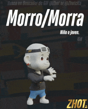 a cartoon character named morro / morra is wearing a zhot hoodie