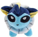 a blue and white stuffed animal with yellow ears and a yellow tail .
