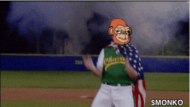 a baseball player with a monkey on his head and the word smonko below him