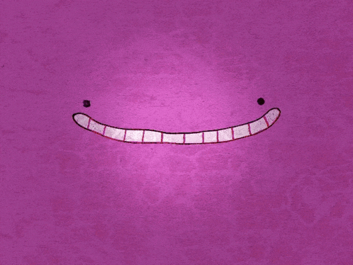 a purple background with a drawing of a smiling face with a red tongue sticking out