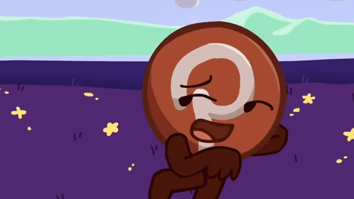 a cartoon drawing of a cookie with a question mark on it
