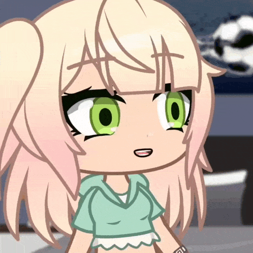 a girl with blonde hair and green eyes is wearing a shirt that says ' a ' on it