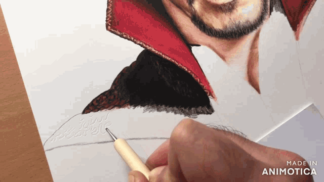 a drawing of a man 's face is made in animatica