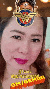 a woman 's face with the words if i were wonder woman gm gemini on the bottom