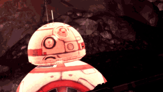 a close up of a robot with the number 8 on its head