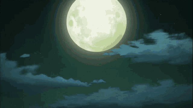 a full moon is shining brightly in a dark night sky