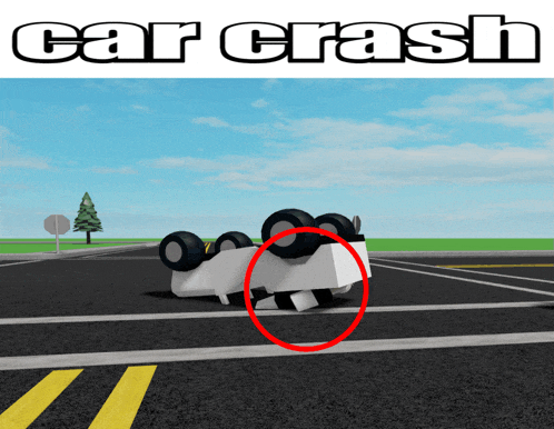 a picture of a car that has crashed on its side