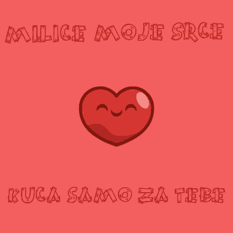 a red heart with a smiling face is on a pink background
