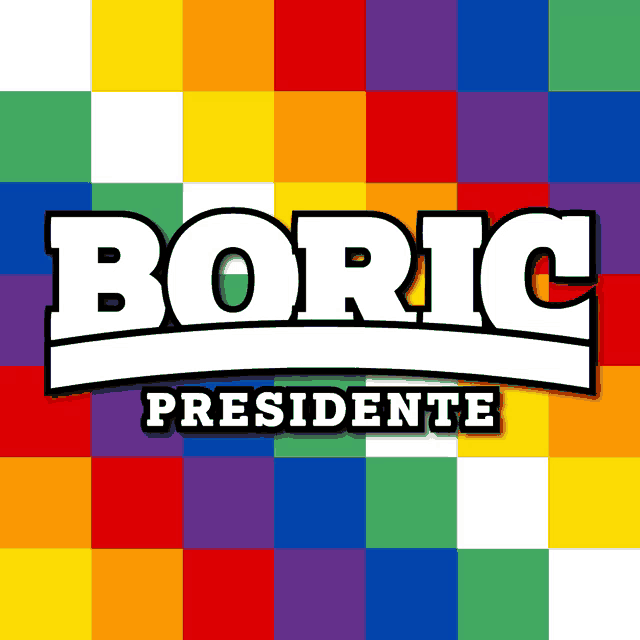 a colorful background with the word boric presidente