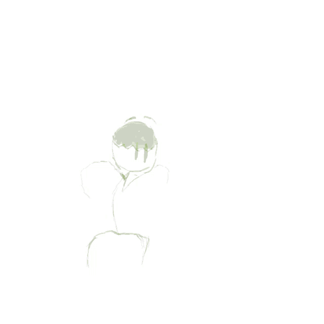 a drawing of a stick figure with a green hat