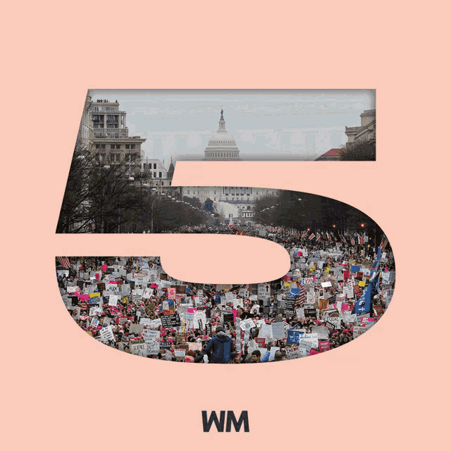 a group of people holding a sign that says " justice can 't " in front of the number 5