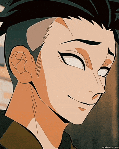 a close up of a man 's face with the words smol-ackerman below it