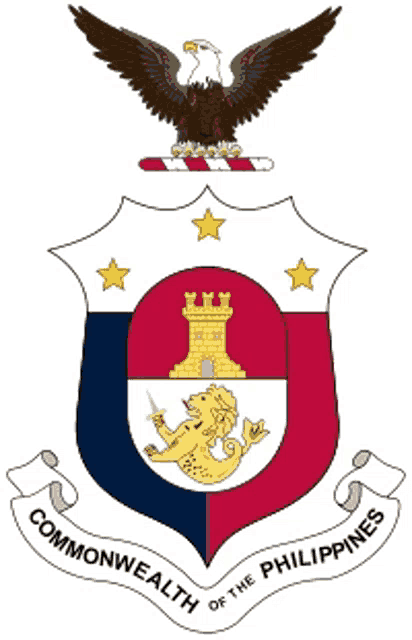 a coat of arms for the commonwealth of the philippines with an eagle on top