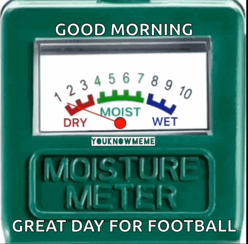 a moisture meter that says good morning great day for football on it