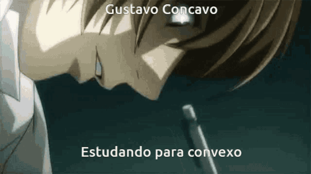 a close up of a person 's face with the words gustavo concavo written below it