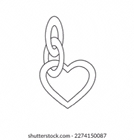 a line drawing of a heart shaped pendant on a chain on a white background .