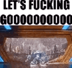 a picture of a bridge with the words `` let 's fucking goooooood '' written above it .