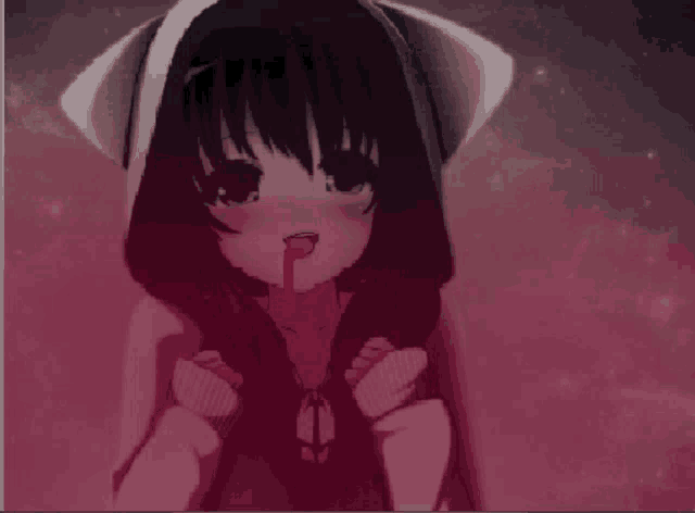 a girl with blood coming out of her mouth is wearing a white hoodie