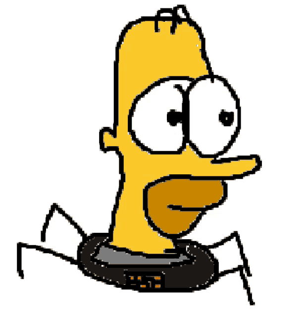 a drawing of homer simpson standing next to a clock that says 5:37
