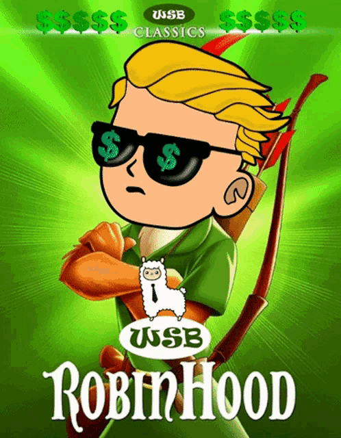 a poster for robin hood shows a man wearing sunglasses and a bow and arrow