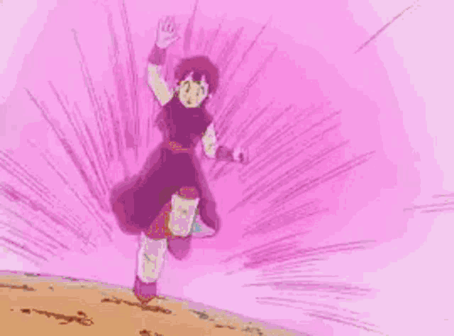 goku from dragon ball z is standing in front of a cloudy sky in a cartoon .