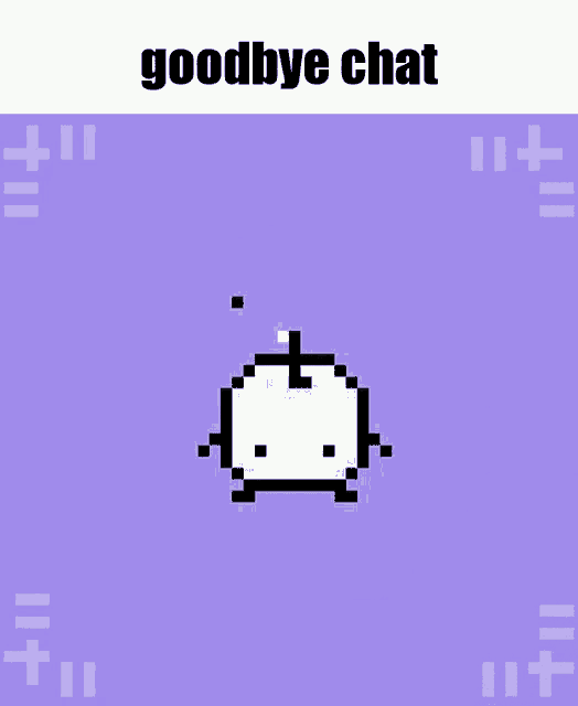 a purple background with a pixelated apple and the words " goodbye chat "
