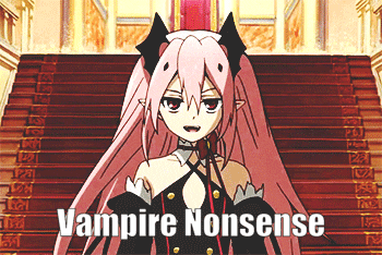 a picture of a girl with the words vampire nonsense on the bottom