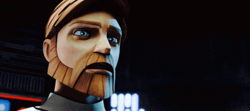 a close up of a cartoon character 's face