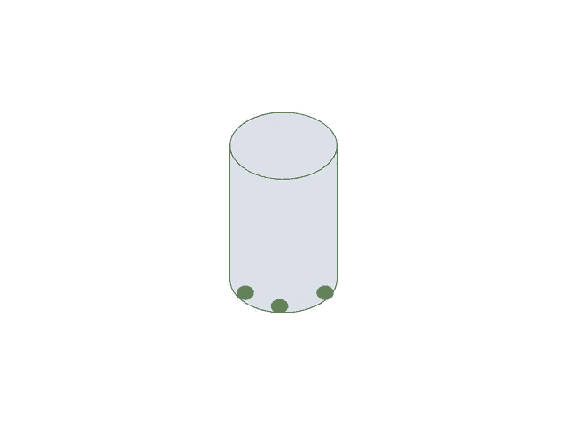 a cylinder with three green dots on the side of it .