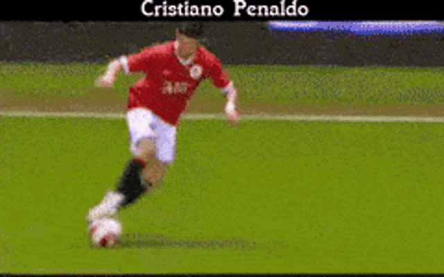 cristiano penaldo is playing soccer on a field
