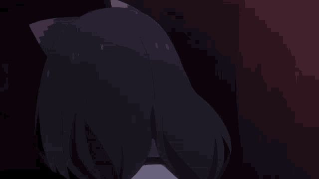 a close up of a girl 's face with a cat ear