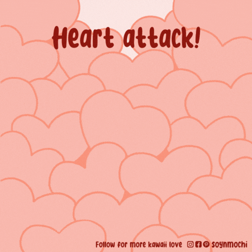 a cartoon of a corgi surrounded by hearts with the words heart attack below it