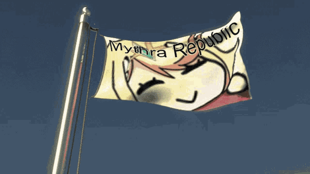 a flag with a picture of a girl and the word republic on it
