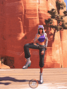 a woman in a video game with the number 40 on the bottom