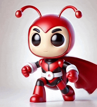 a red and black superhero with a cape on his back