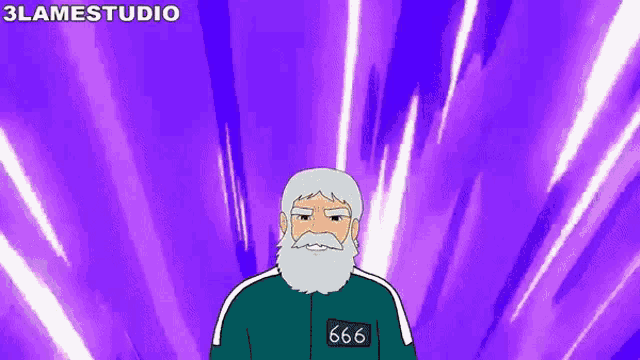 a cartoon character with 666 on his shirt