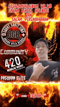 a poster with a man smoking a cigarette and the words community 420 on it