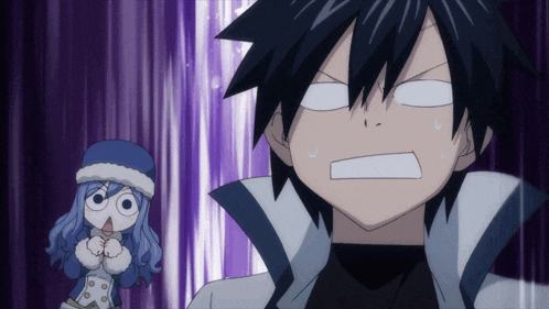 a man with a surprised look on his face is standing next to a girl with a surprised look on her face