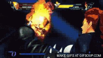 ghost rider and captain america are playing a video game
