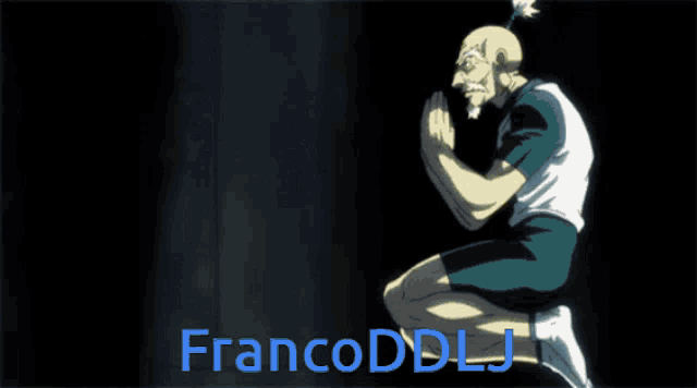 a cartoon character is jumping in the air with francoddlj written below him