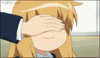 a person covering another person 's eyes with their hand and the website 4gifs.com is in the corner