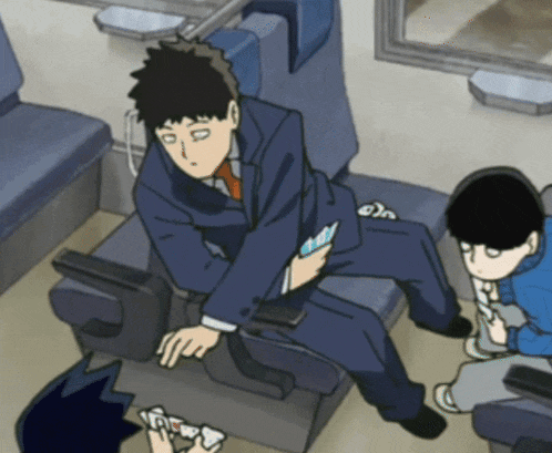 a cartoon of a man in a suit and tie sitting on a chair