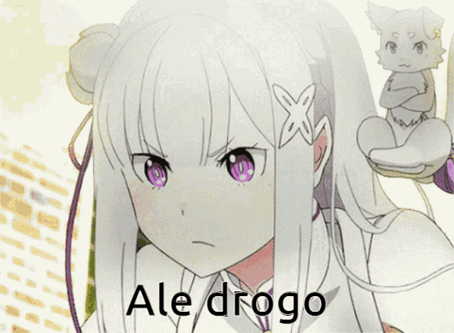 a girl with purple eyes and the word ale drogo on the bottom