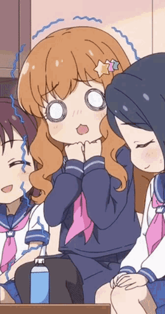 a girl with a star in her hair looks surprised